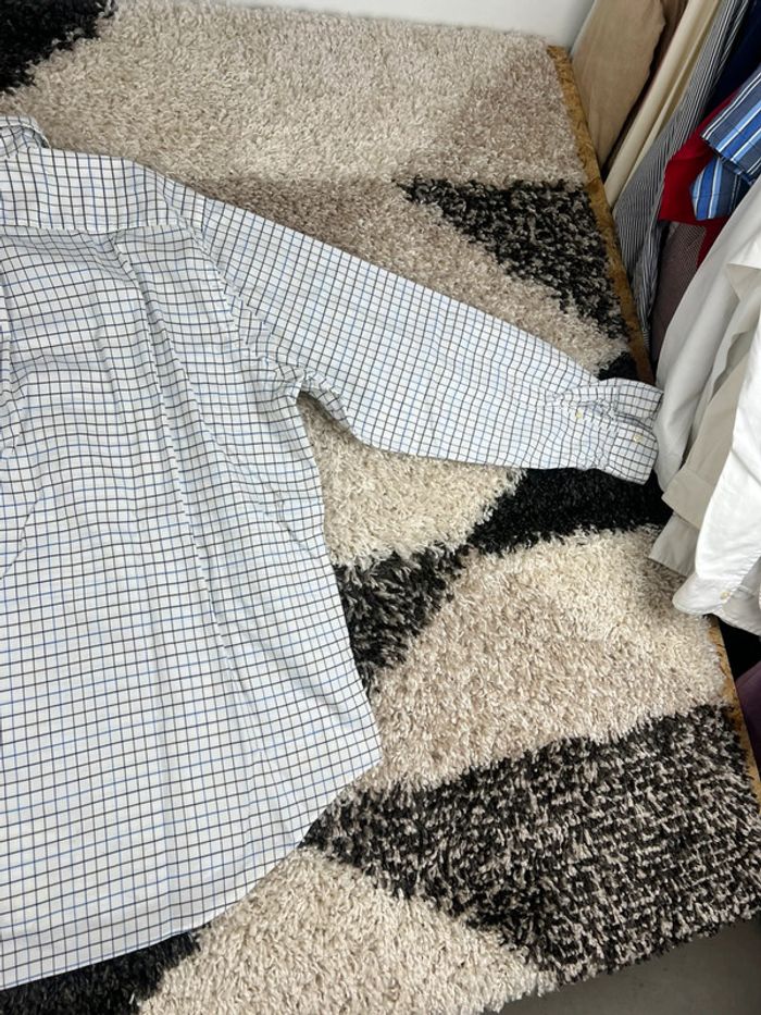 Chemise Ralph Lauren à carreaux blanc et bleu logo bleu taille XL style old money - photo numéro 13