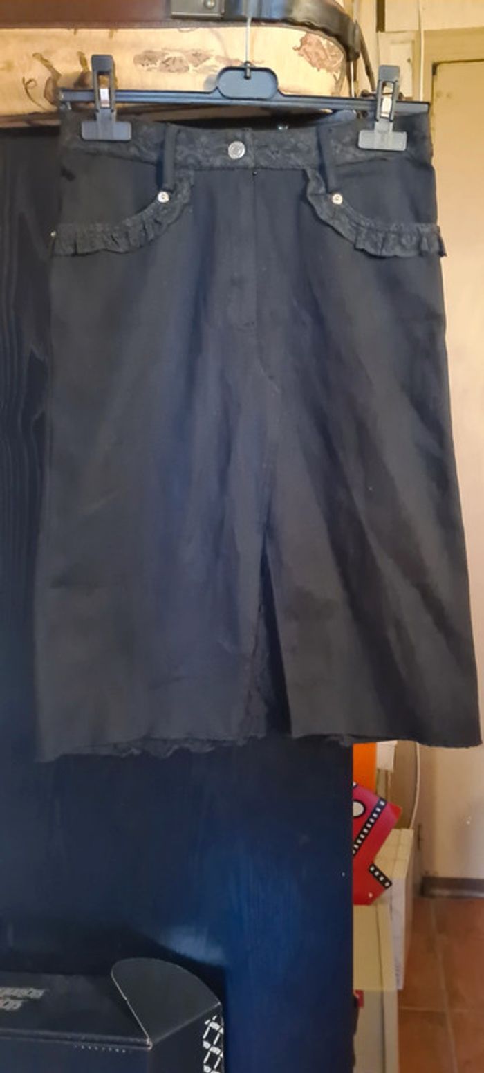 Jupe jean noir avec dentelle Morgan t 36