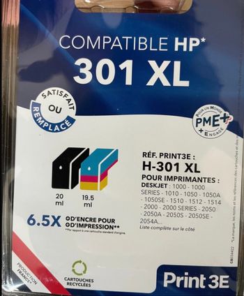 Cartouche d’encre hp 301 xl neuf