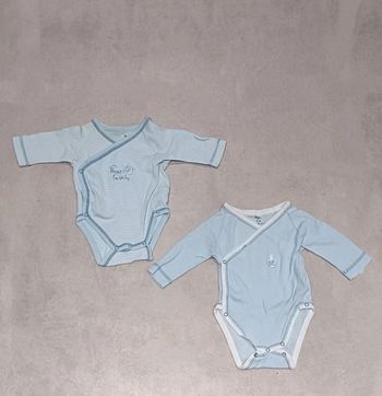 Lot de 2 bodies garçon manches longues - Taille 1 mois