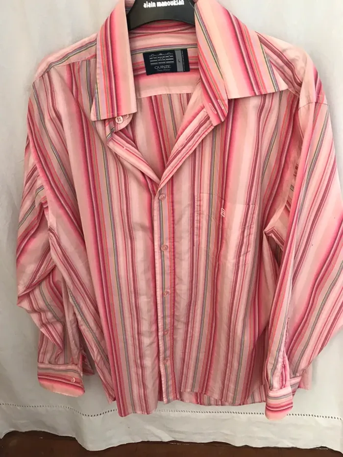 Chemise rose à rayures Serge Blanco