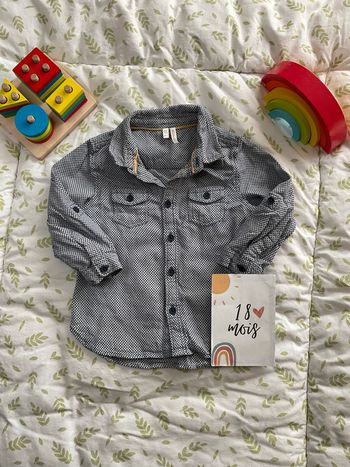 chemise manches longues gris et noir 18 mois orchestra