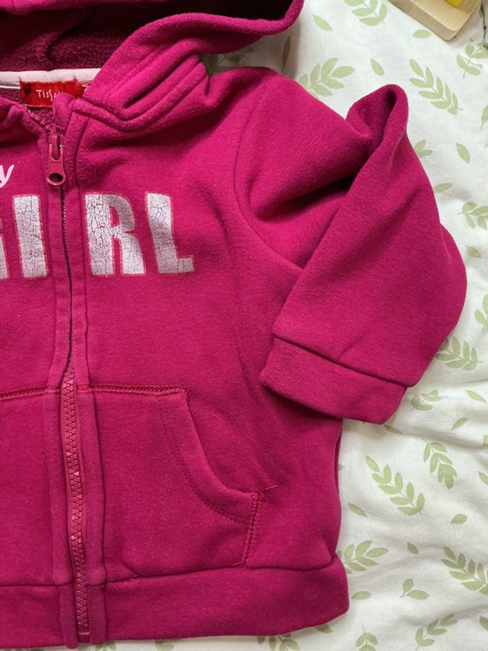 gilet zippé à capuche rose foncé 24 mois tissaia - photo numéro 5