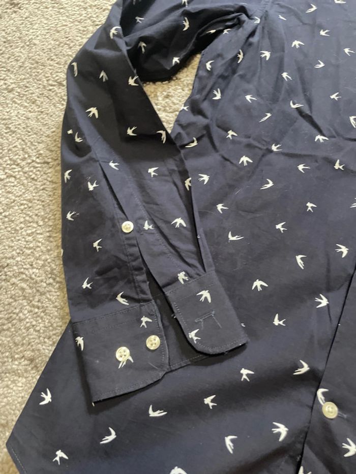 Chemise homme HM taille S bleue marine oiseaux - photo numéro 3