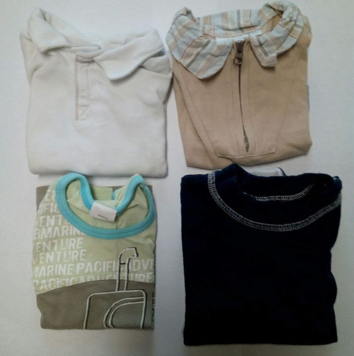 #lot 4 Pièces 12 Mois - 1 Sweat Manche Courte, 2 Polos, 1 Débardeur
