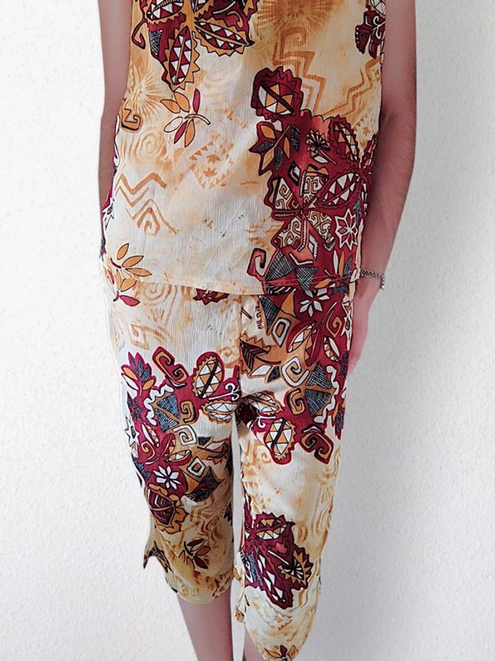 Pantacourt Africain crème bordeaux vintage 🇨🇵 42/XL à 44/XXL - photo numéro 5