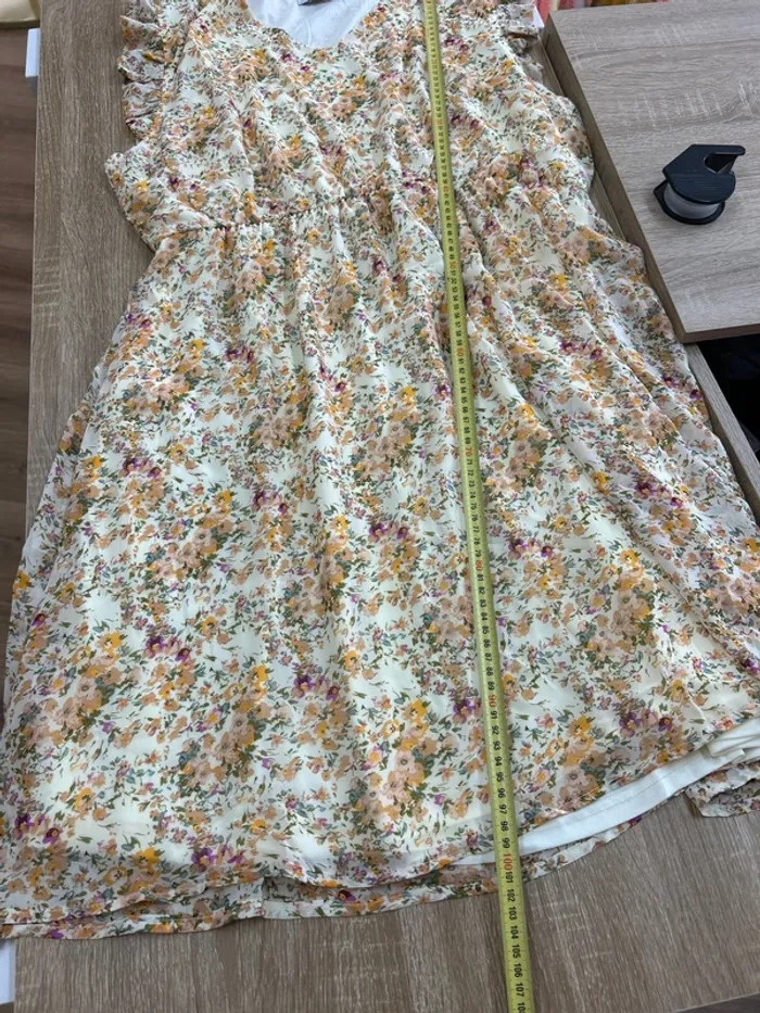 Robe femme taille 50 taille 52 fleurie mi longue robe été robe automne jaune femme - photo numéro 9