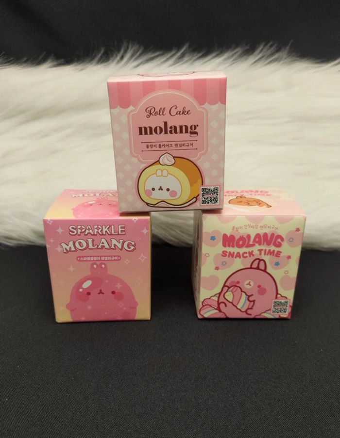 Lot de 3 boîtes surprises Molang "rose" - Éditions Sparkle, Snack Time & Roll Cake