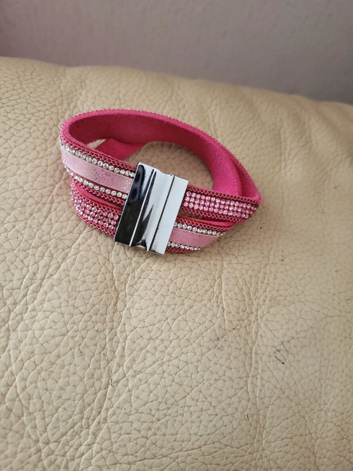 Bracelet rose et strass - photo numéro 3