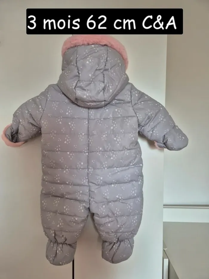 Combi pilote bébé 62 cm 3 mois C&A Disney grise intérieur rose Bambi combinaison - photo numéro 10