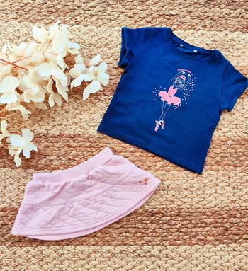 Ensemble été fille tee-shirt Lupilu avec jupe 12 mois