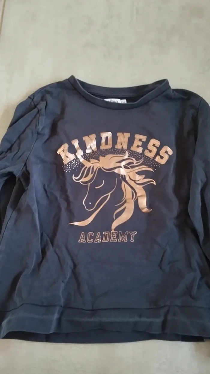 Pull bleu Gémo taille 10 ans fille - photo numéro 2