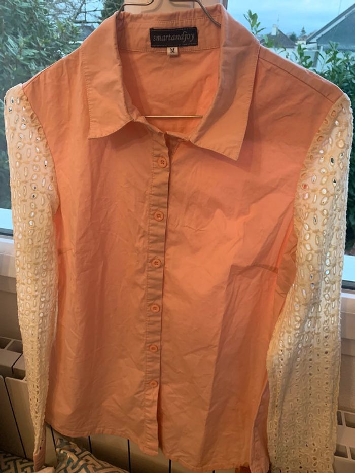 chemise rose avec manches en dentelle - photo numéro 3