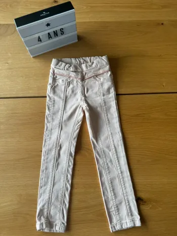 Tregging/jeans slim rose pâle sans bouton - Taille 4 Ans