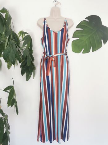 Robe longue d'été fendue à rayures Taille L