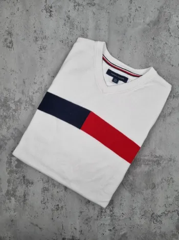 Pull col V Tommy Hilfiger blanc, XS Hommes