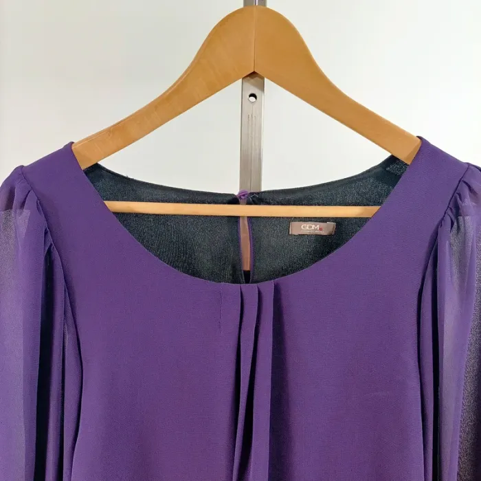 Blouse violette fluide manches bouffantes transparence légère Grain de Malice T38 A1436 - photo numéro 2