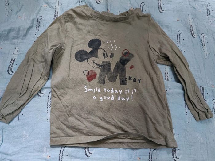 T-shirt manches longues kaki Mickey T.18 mois