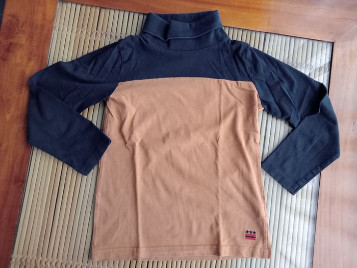 Sous pull bleu marine et camel 8 ans - photo numéro 4