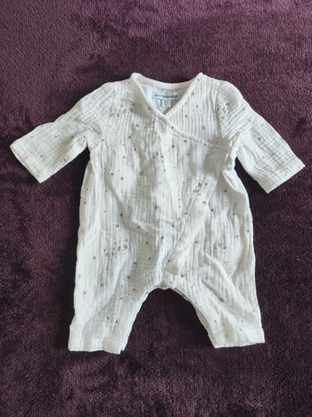 Combinaison bébé gaze de coton blanc panda 1 Mois Vertbaudet