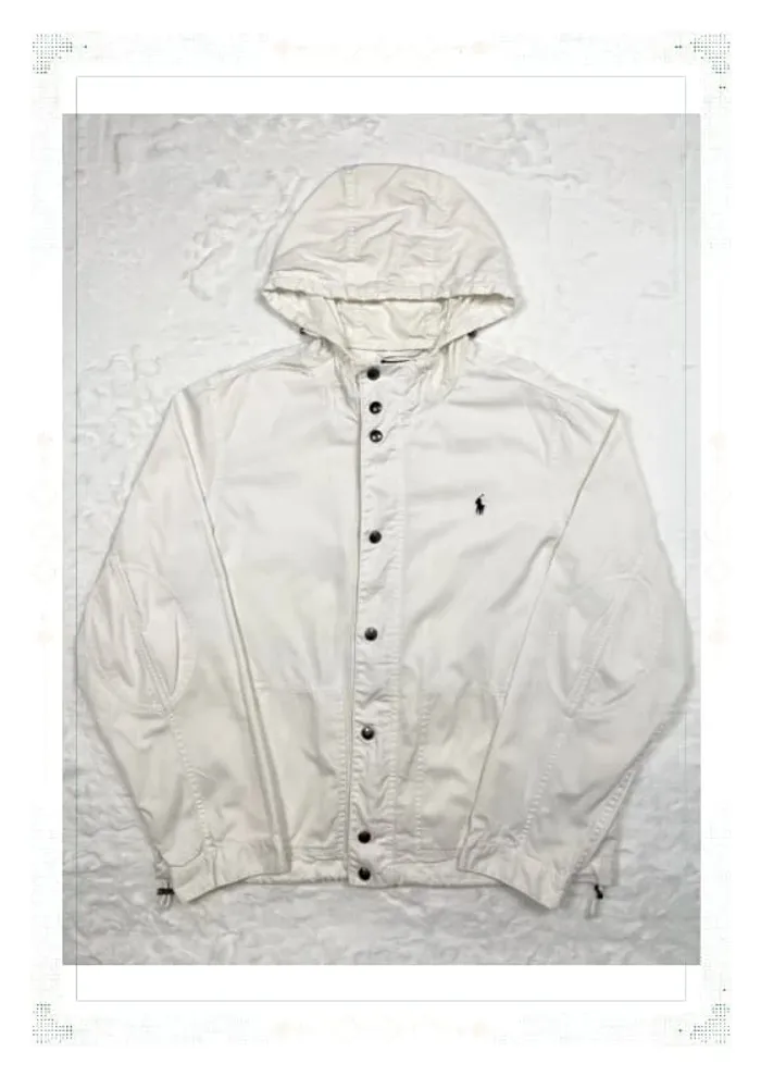 Veste Harrington Ralph Lauren blanche homme taille S coton capuche