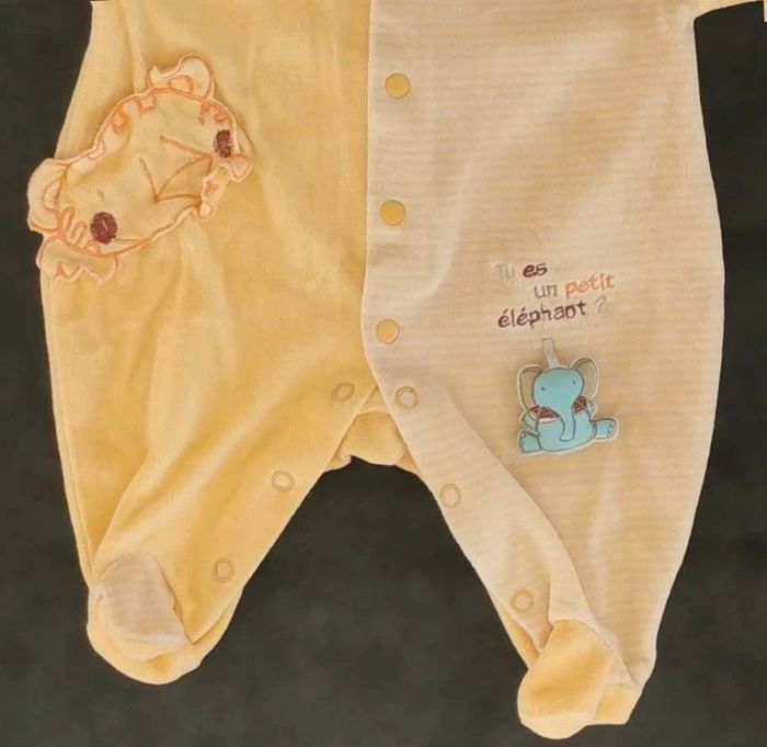 Pyjama 👣 velours ouverture devant, kiabi 0mois /50cm grenouillère - photo numéro 7