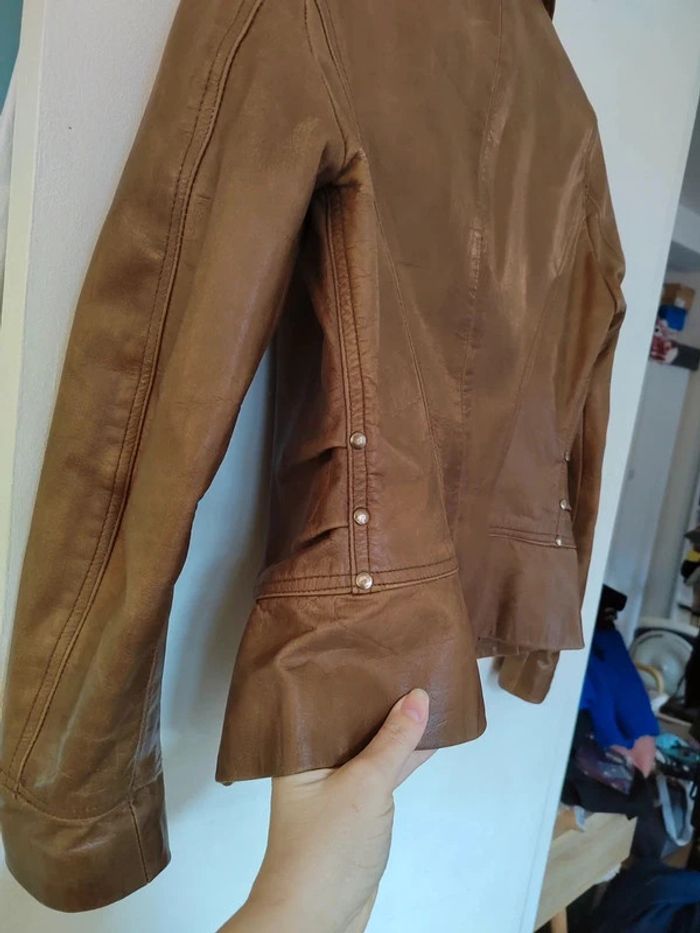 Perfecto en cuir marron t. 1 Glam Cuir - photo numéro 8