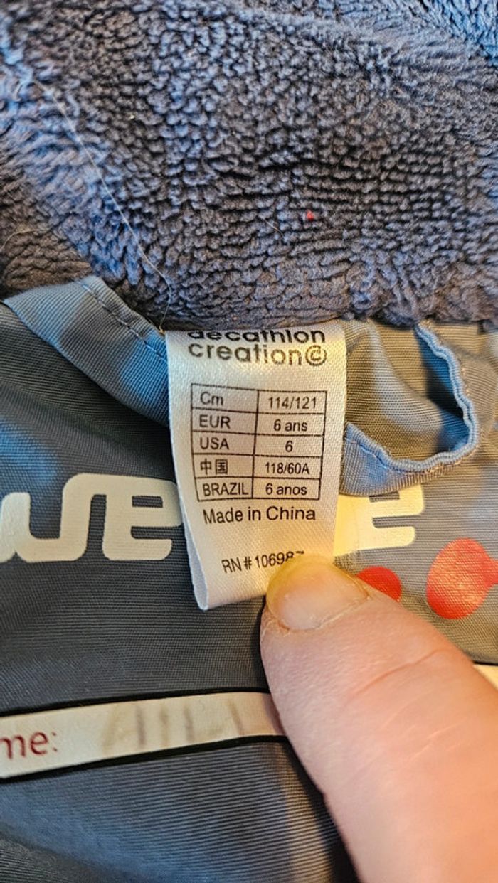 Veste de ski pour fille grise bleu avec du fushia, blanc, capuche, Wed'ze, taille 6 ans - photo numéro 7