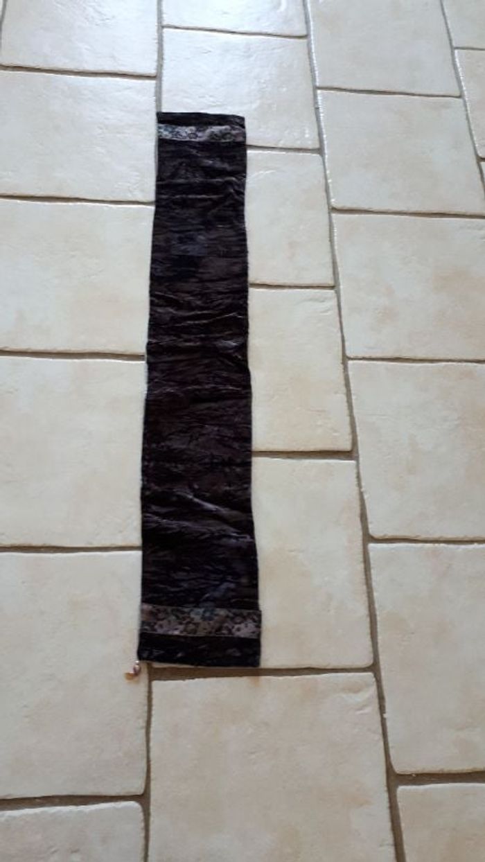 Echarpe velours marron-grise