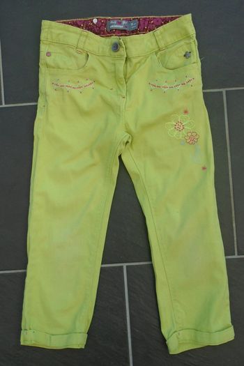 Joli jean 3/4 vert anis fille 8 ans (128 cm)