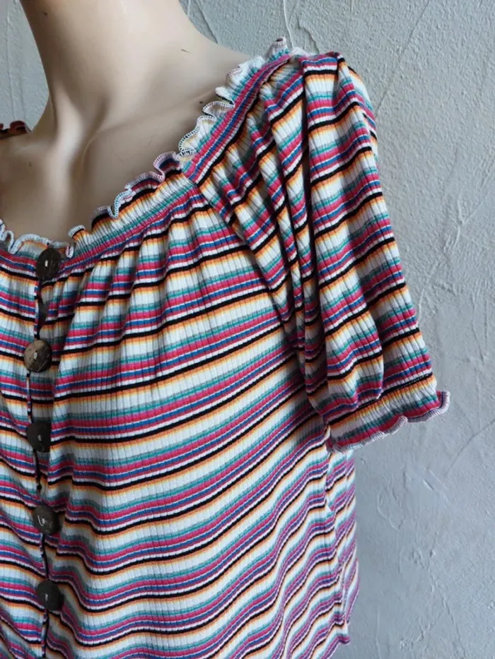 Jolie blouse à rayures multicolores Taille L - photo numéro 4