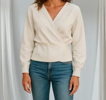 Pull blanc manches chauve-souris taille S