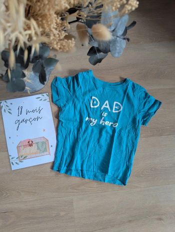 T-shirt manches courtes, Dad is my Hero 18 mois