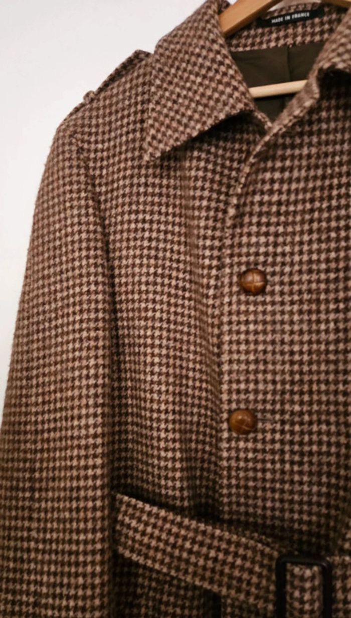 Manteau long pied de poule 100% laine - photo numéro 4