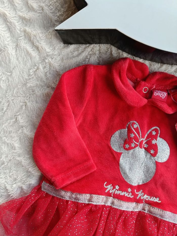 Ensemble Noël (pyjama+bonnet) Minnie mère père Noël Fille 3 mois paillettes tulle Disney Baby - photo numéro 2