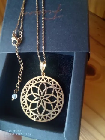 Collier fleur de vie en acier inoxydable doré