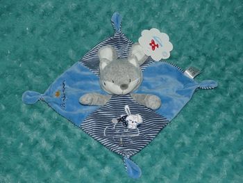 Doudou plat renard déguisé lapin bleu gris Nicotoy 🦊Neuf