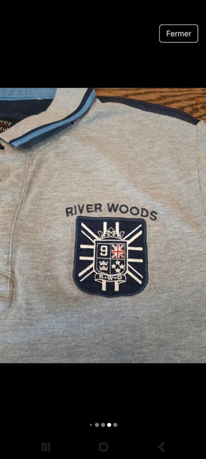 Polo River Woods Grise et bleu slim fit taille M - photo numéro 14