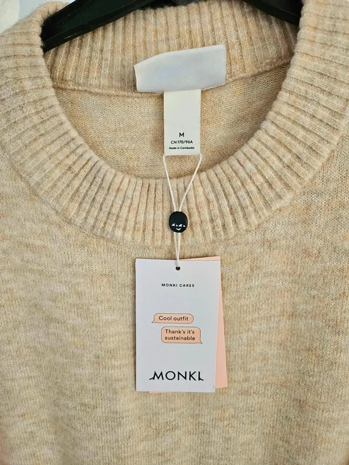 Robe pull beige monki avec laine neuve avec etiquette taille M - photo numéro 2