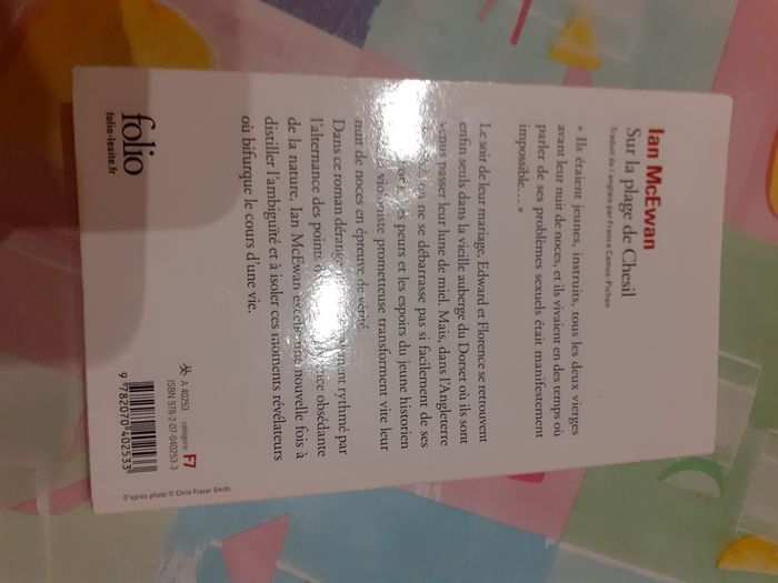 Roman sur la plage de chesil de ian mcewan - photo numéro 2