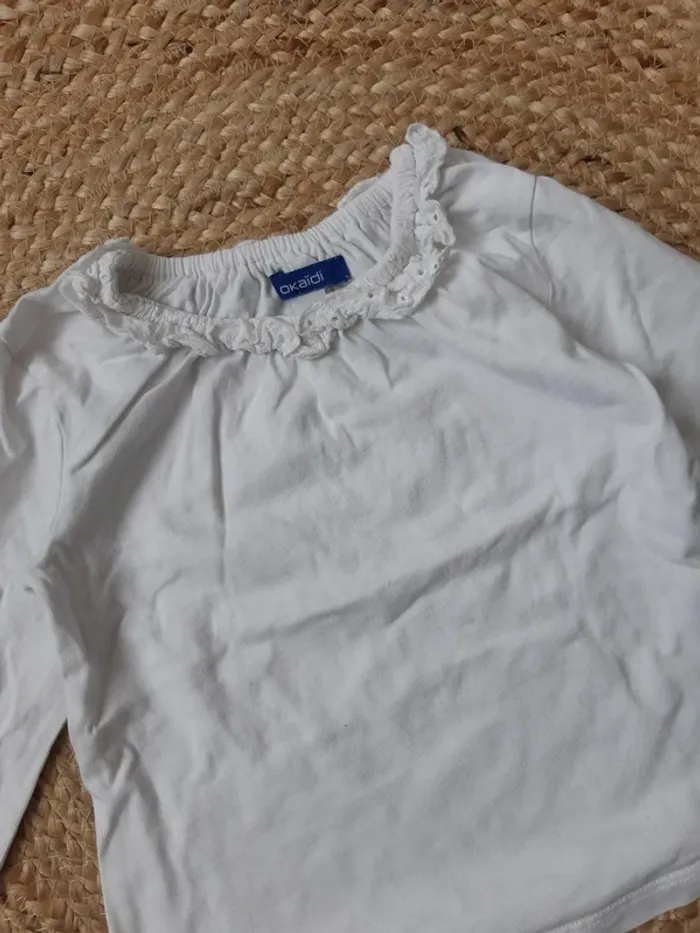 Blouse manches longues blanche Okaidi 3 ans - photo numéro 2