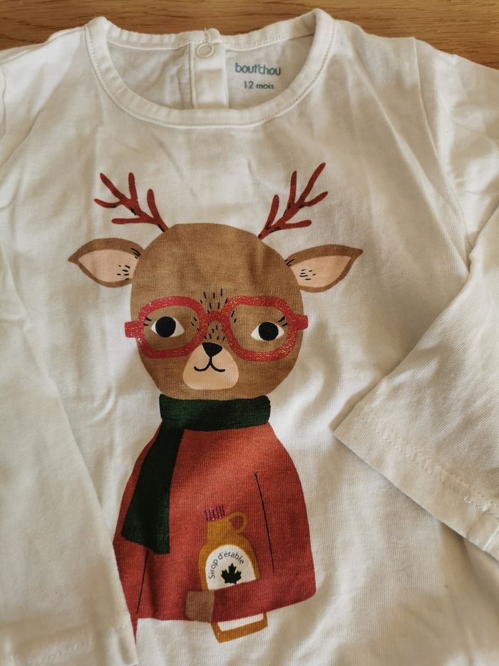 Lot de 3 t-shirts manches longues bébé fille 12mois boutchou et orchestra - photo numéro 3