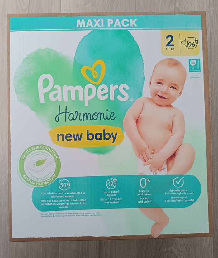 96 Couches Bébé Taille 2 4-8kg Harmonie Pampers
