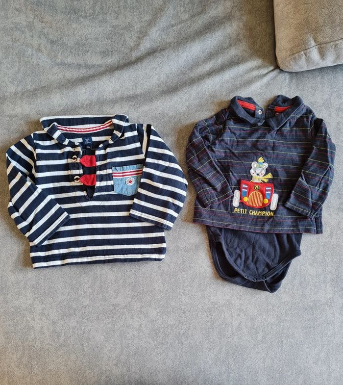 Lot de 2 bodies T shirt 12 mois