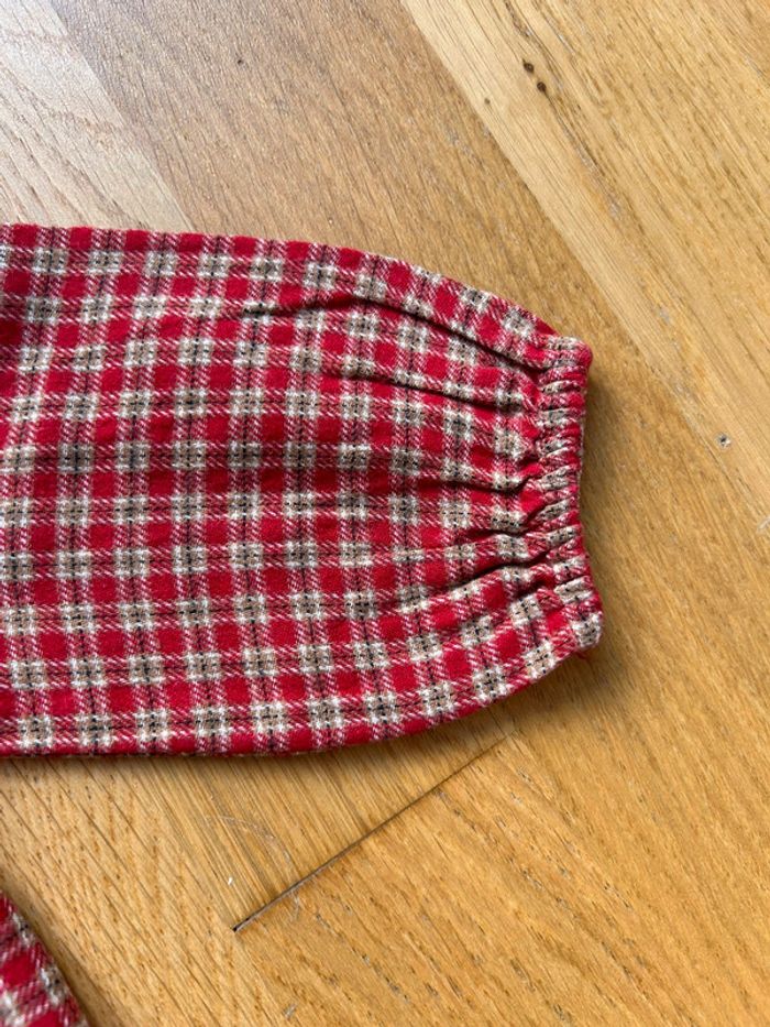 Ensemble tunique/chemisier carreaux volanté et legging velours bébé fille - photo numéro 4