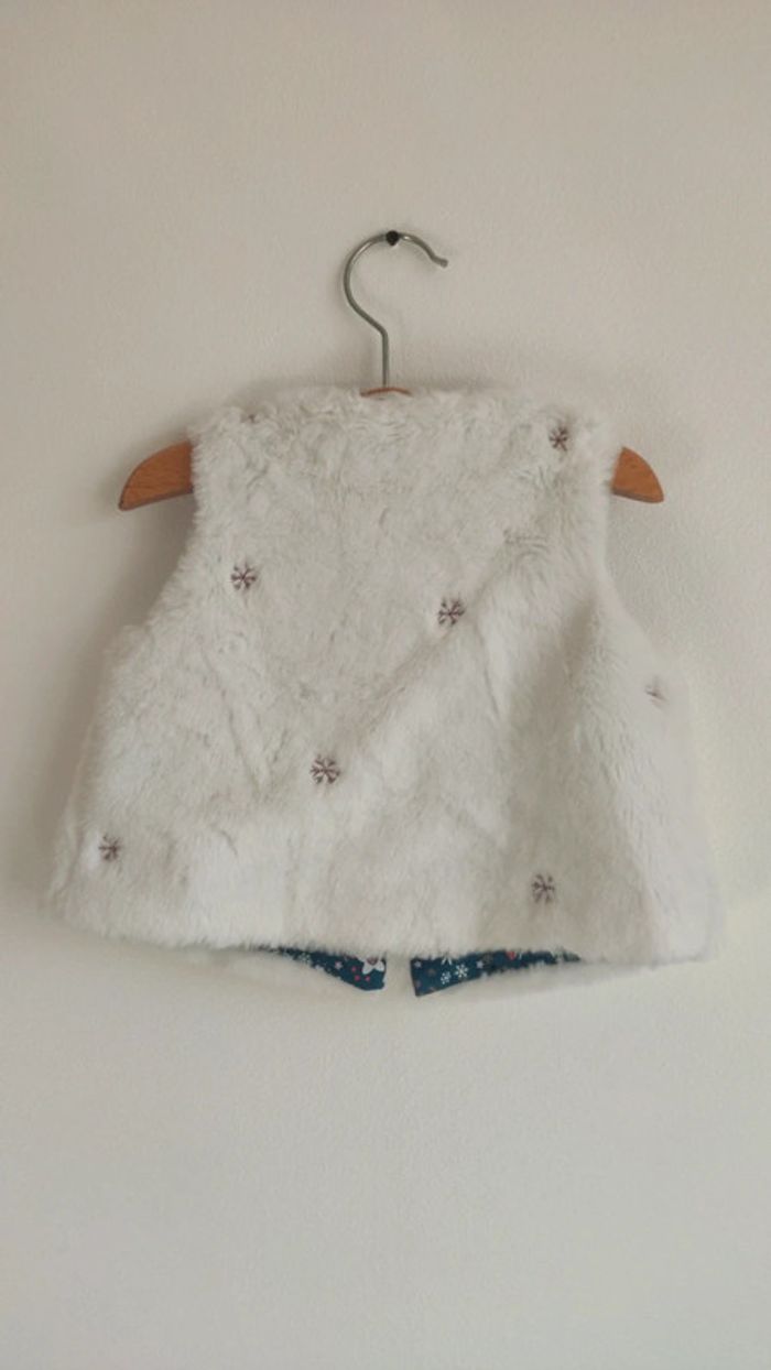 Polaire blanche sans manches sergent major taille 9 mois - photo numéro 2