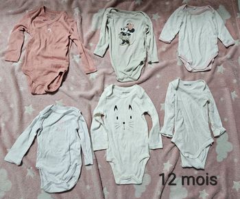 6 bodies Disney 12 mois, Orchestra, manon et Valentin, Gémo et Kiabi