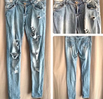 Jeans effet usé bleu