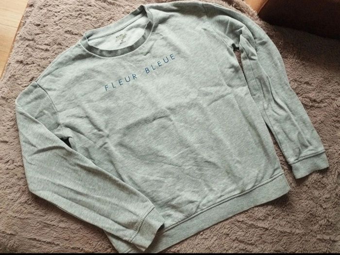 Sweat gris Fleur bleue XS - photo numéro 2