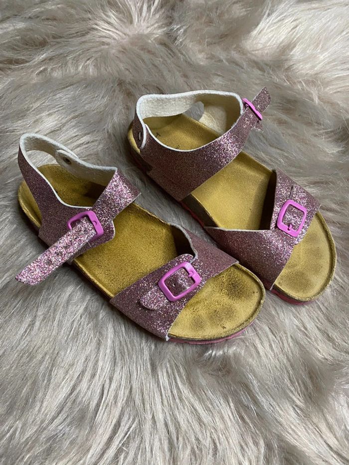 Sandales rose paillette